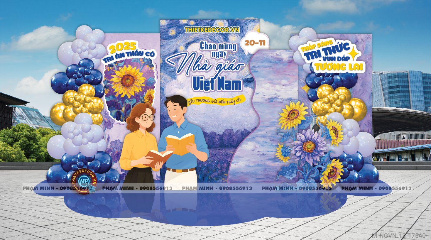 File thiết kế trang trí ngày Nhà giáo Việt Nam 20.11 Decor bong bóng chụp ảnh Happy teacher's day cho trường học đẹp, sang trọng.